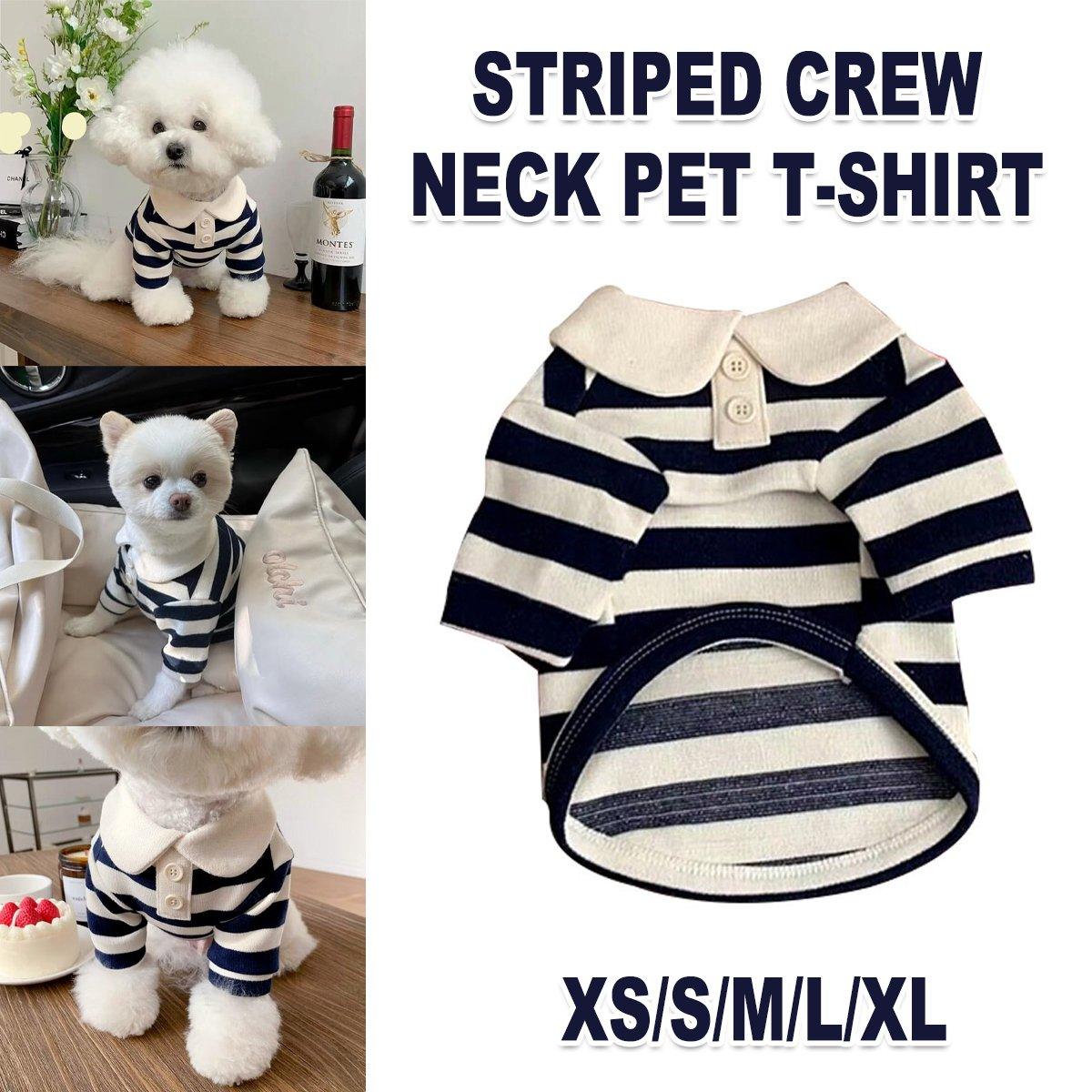 Striped Crew Neck Dog T-Shirt Fashionable Pet Outfit in Multiple Sizes