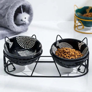 Pet Cat Bowl Ceramic Double Bowl