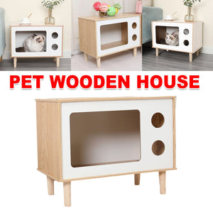 Wooden Pet House Modern Cat Dog Bed Furniture