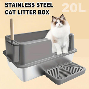 Stainless Steel Cat Litter Box Leak-proof Sand Large Space Litter Box