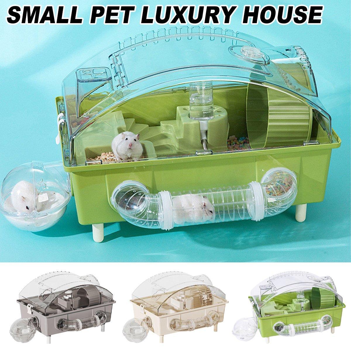 Acrylic small pet house with tunnels and running wheel