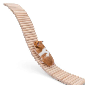 Hamster Soft Ladder & Fence Flexible Wooden Bridge for Small Rodents