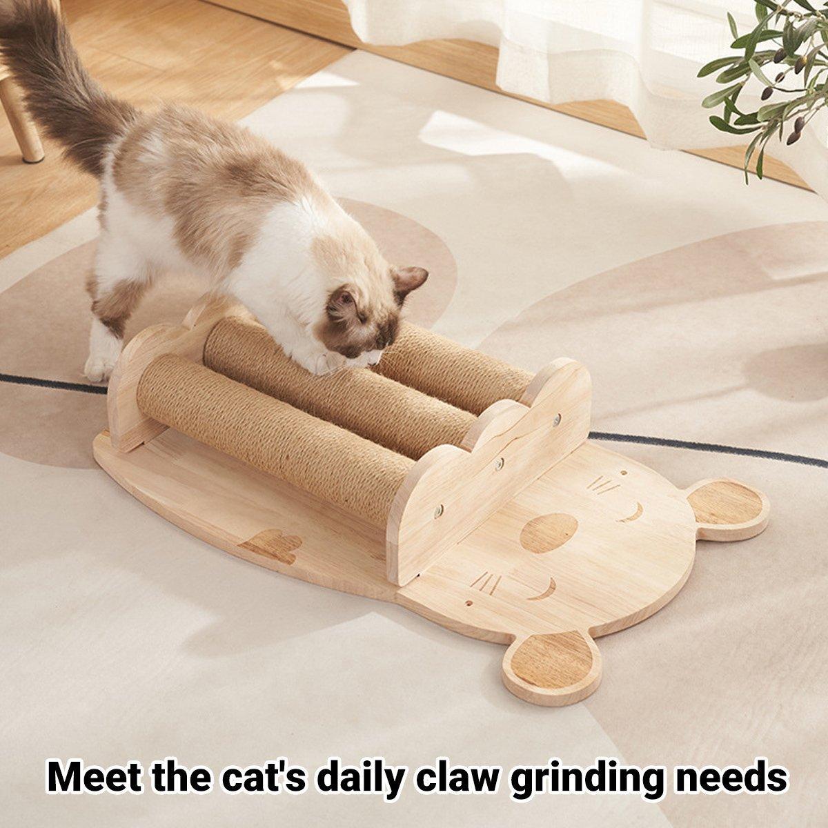 Vertical Sisal Cat Scratching Board Solid Wood