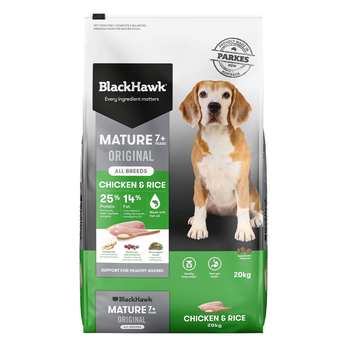 Black Hawk Original Mature Chicken & Rice Dry Dog Food For Aged 7+ 3KG/20KG