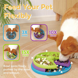 Interactive Slow Feeder Dog Bowl Rotating Design for Healthy Eating