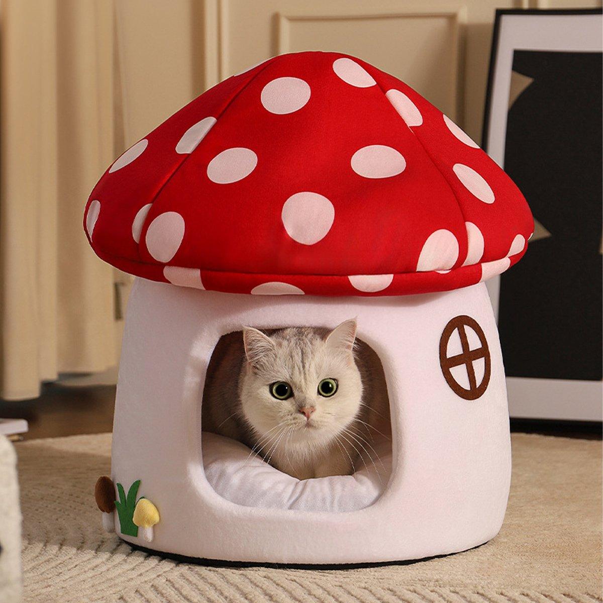 Mushroom Cat Kennel Cosy & Stylish Pet Bed for Cats and Small Animals