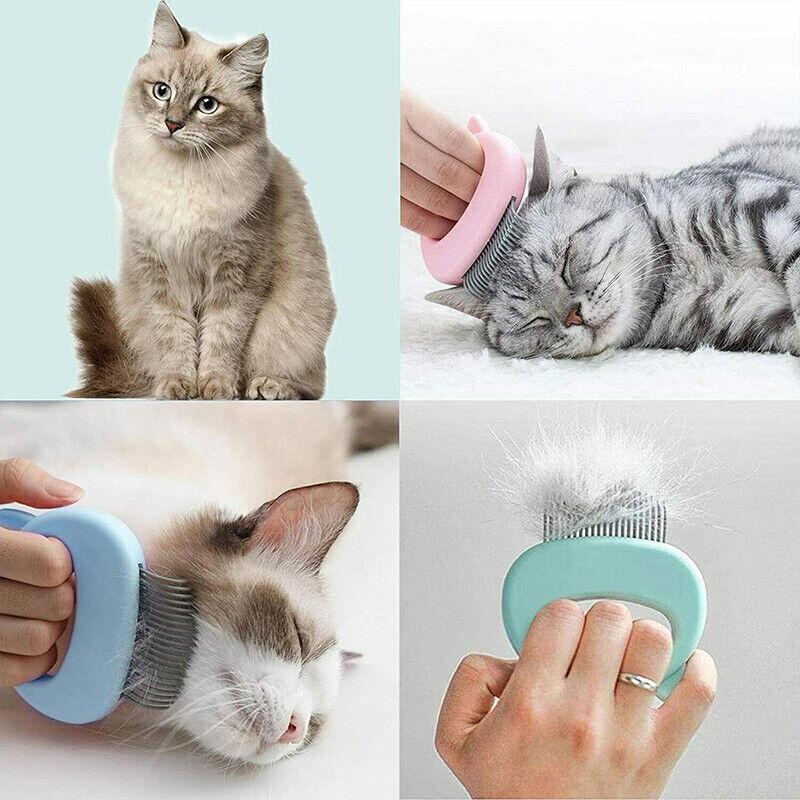 1-3xRelaxing Cat Comb Massager Pet Grooming Brush Dog Hair Removal Open KnotTool