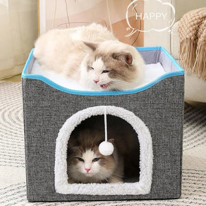 Foldable Cat Bed With Scratching Board 3 Colours