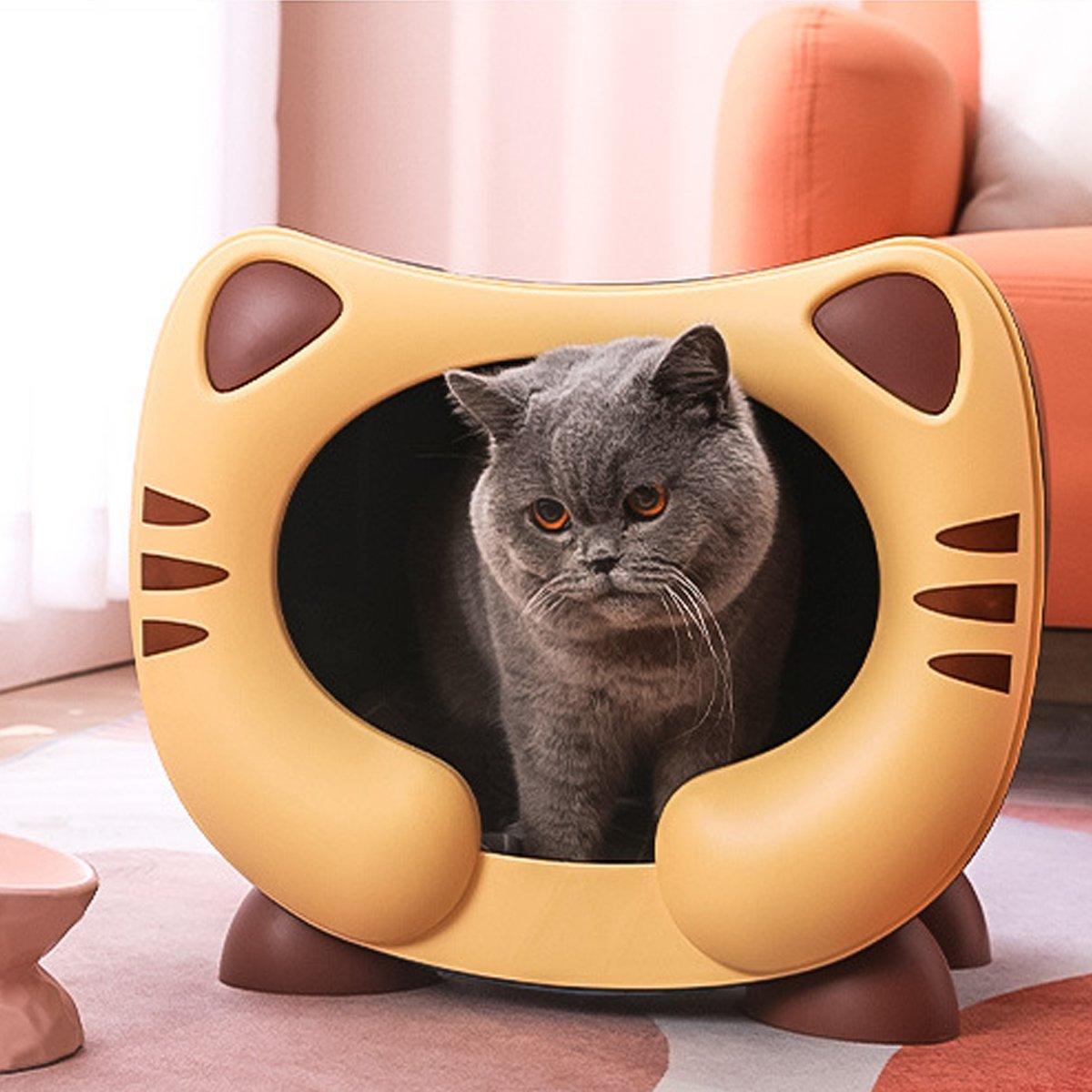 Semi-Enclosed Cat Bed Waterproof & Cozy Pet House for Cats Up to 7.5kg