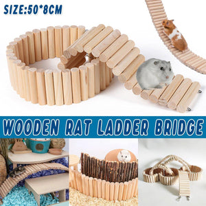 Hamster Soft Ladder & Fence Flexible Wooden Bridge for Small Rodents