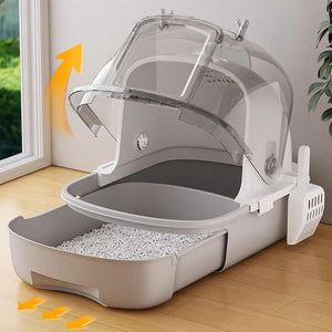 Cat Litter Box Oversized Fully Closed Cat Toilet Odor-proof