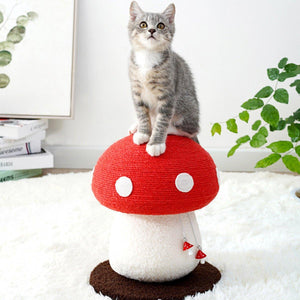 Red Mushroom Cat Climbing Rack Sisal Scratching Post for Cats