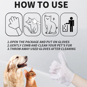 Cat Dog Cleaning Gloves Wipes Fur Disposable Glove Wipes Face Washing Grooming