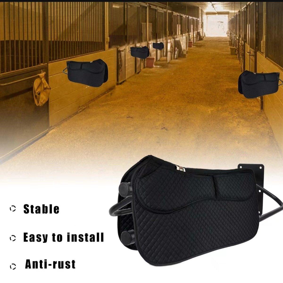 Wall-Mounted Saddle Rack With Double Saddle Pad Holder