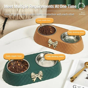 Stainless Steel Double Pet Bowl Non-Slip Anti-Knock Dog Cat Feeder