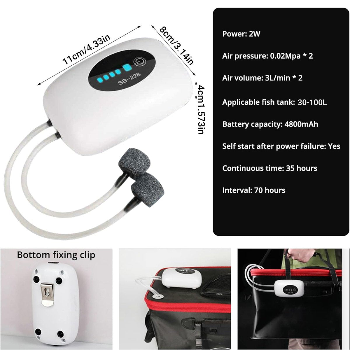 USB Portable Air Pump Long-Endurance Aquarium Air Pump