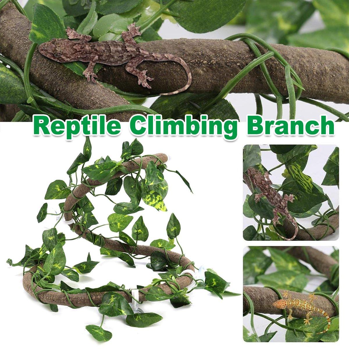 Reptile Climbing Branch with Suction Cups Realistic Jungle Decor for Terrariums