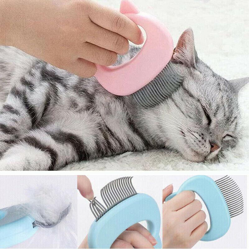 1-3xRelaxing Cat Comb Massager Pet Grooming Brush Dog Hair Removal Open KnotTool