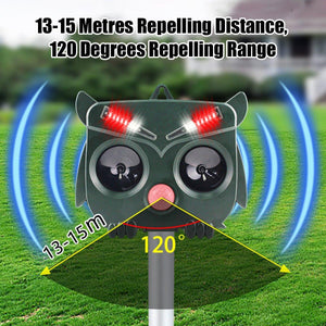 Solar Powered Ultrasonic Bird Repeller Outdoor Animal Deterrent Garden Device