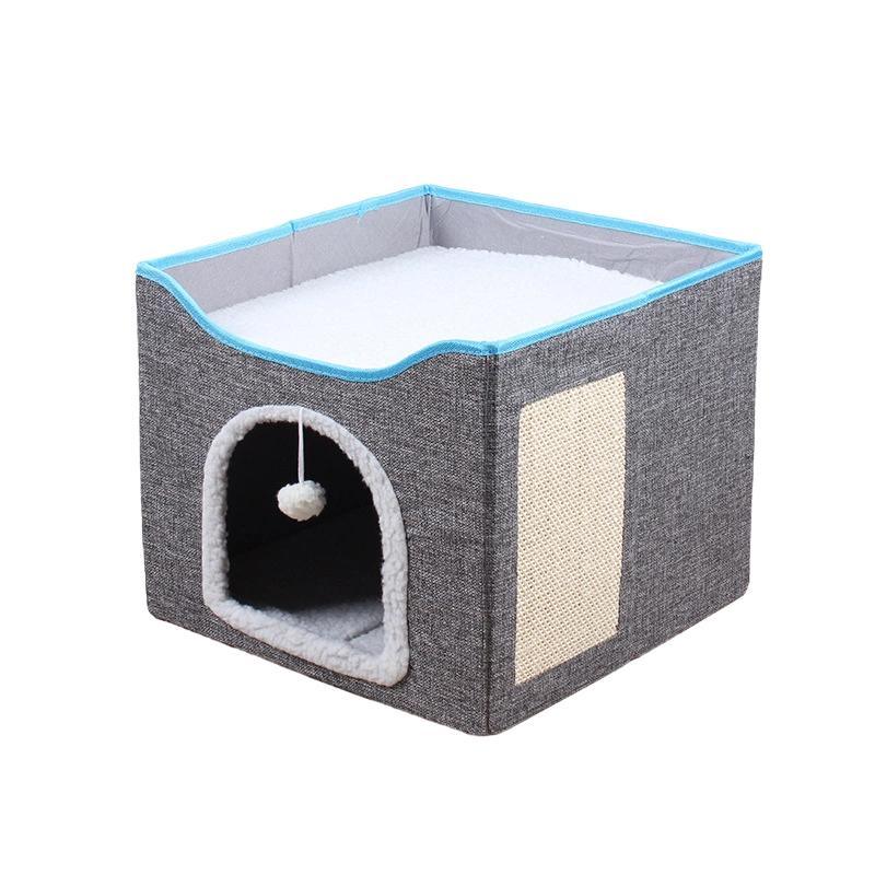 Foldable Cat Bed With Scratching Board 3 Colours