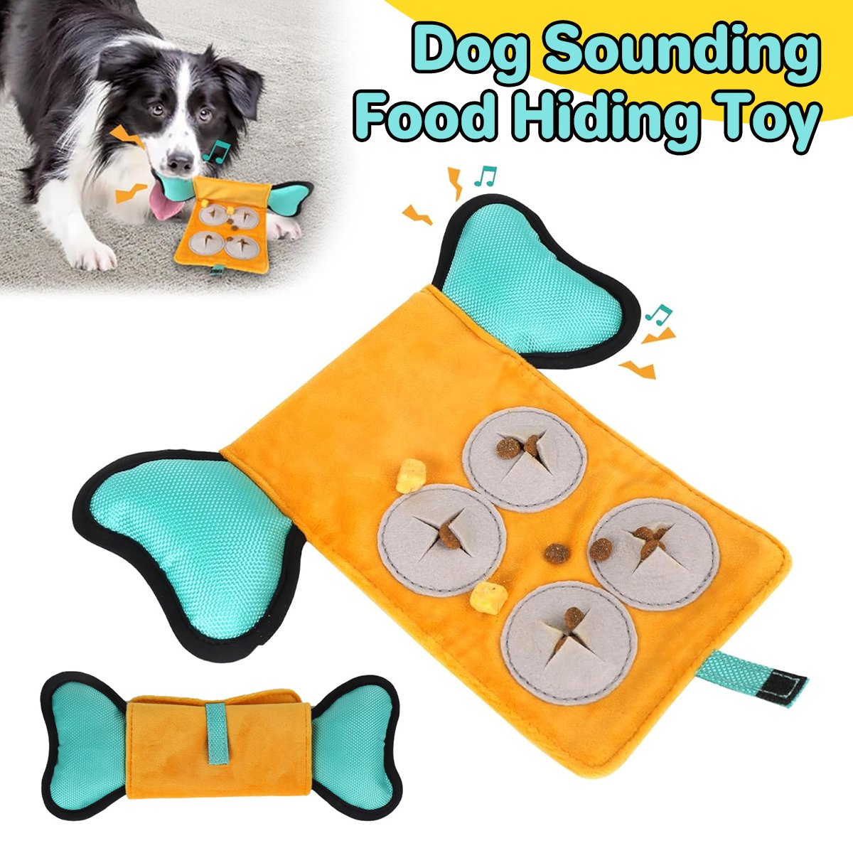 Interactive Canvas Dog Toy with Treat Pockets Crinkle Sound