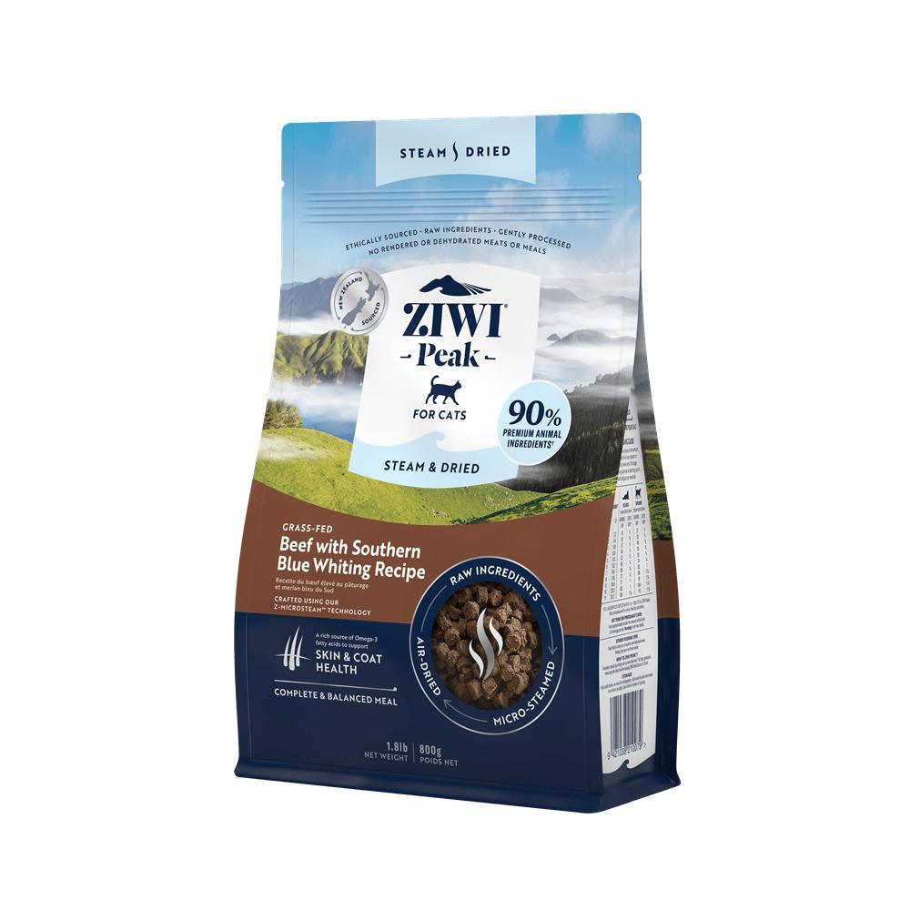 Ziwi Peak Steam Dried Cat Food  Beef with Southern Blue Whiting