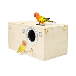 Right Opening Wooden Breeding Box for Small Birds Durable & Spacious