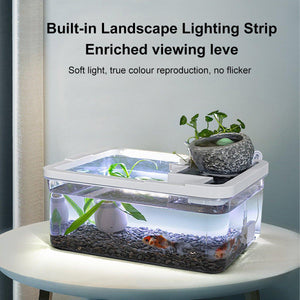 Tabletop Aquarium Landscape Fish Ecological Filter Feeding Basin for Home Decor