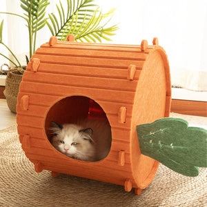 Carrot Cat Tunnel Bed Cozy Felt Pet Nest with Sturdy Design