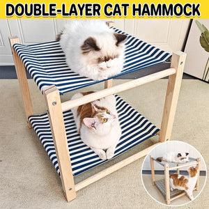 Solid Wood Dual-Layer Cat Hammock Cat Bed