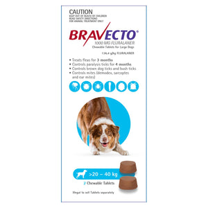 Bravecto Jumbo Flea & Tick Chew for Large Dogs 20-40 kg 2 Chews