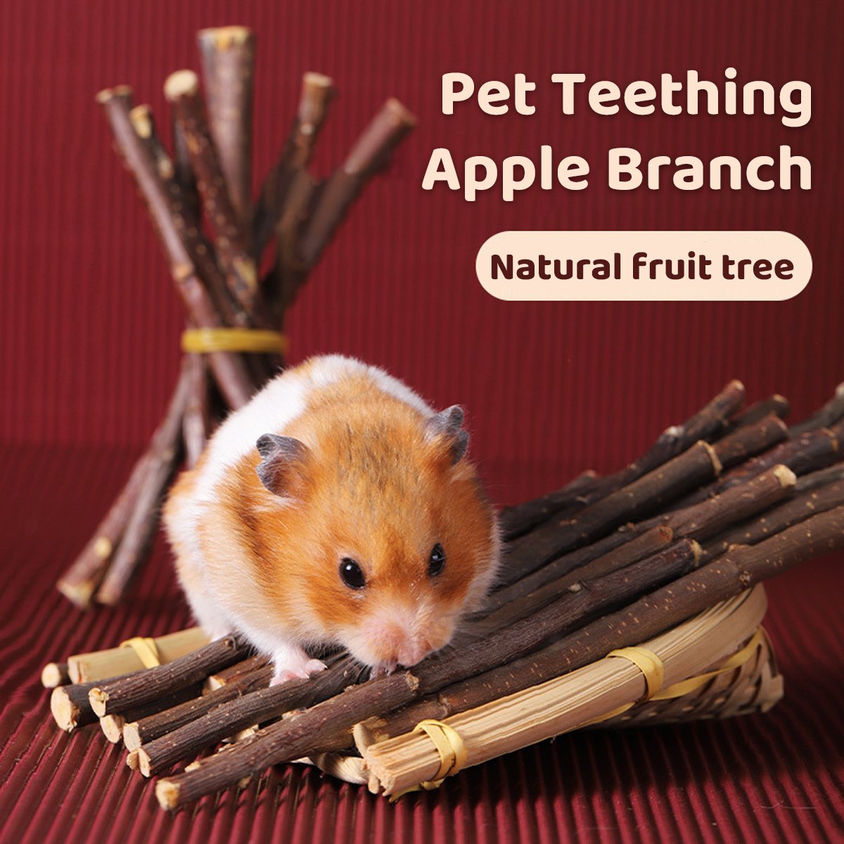 Natural Pet Chew Sticks - 100g Apple Branches and Sweet Bamboo