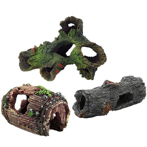 3pcs Aquarium Resin Tree Ornament Fish Tank Decoration Submerged Wood Cave