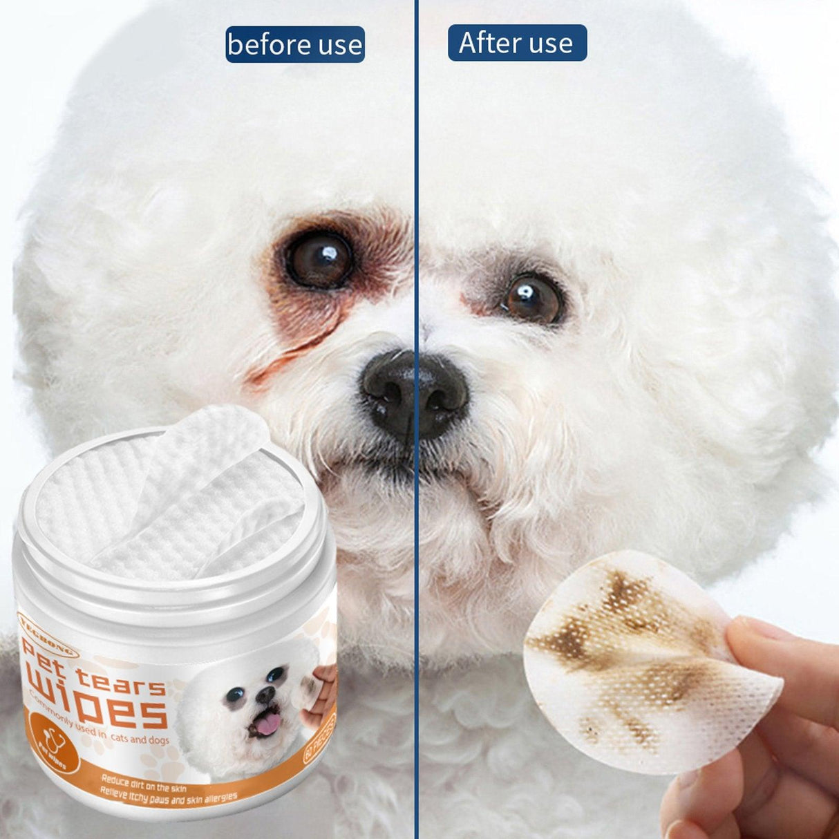 Pet Tear Stain Wipes Effective Cleaning for Dogs and Cats' Eyes