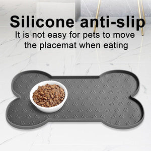 Silicone Pet Feeding Food Mat Bone Waterproof Non-slip Cat Dog Bowl Placemat Dish