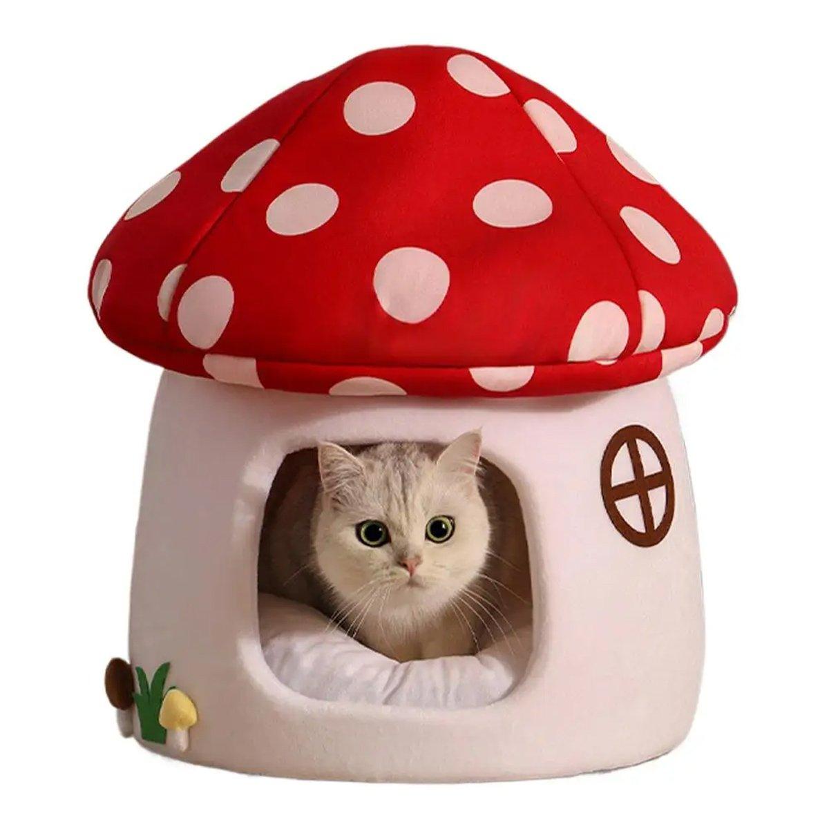 Mushroom Cat Kennel Cosy & Stylish Pet Bed for Cats and Small Animals