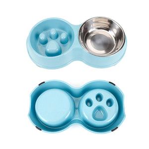 Pet Slow Eating Bowl with Stainless Steel Dog Bowls