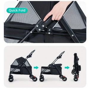 Compact Folding Pet Stroller Lightweight & Breathable