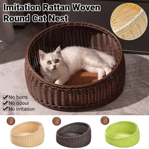 Rattan Cat Bed Open Cat House Summer Bed for Cats Pet Supplies