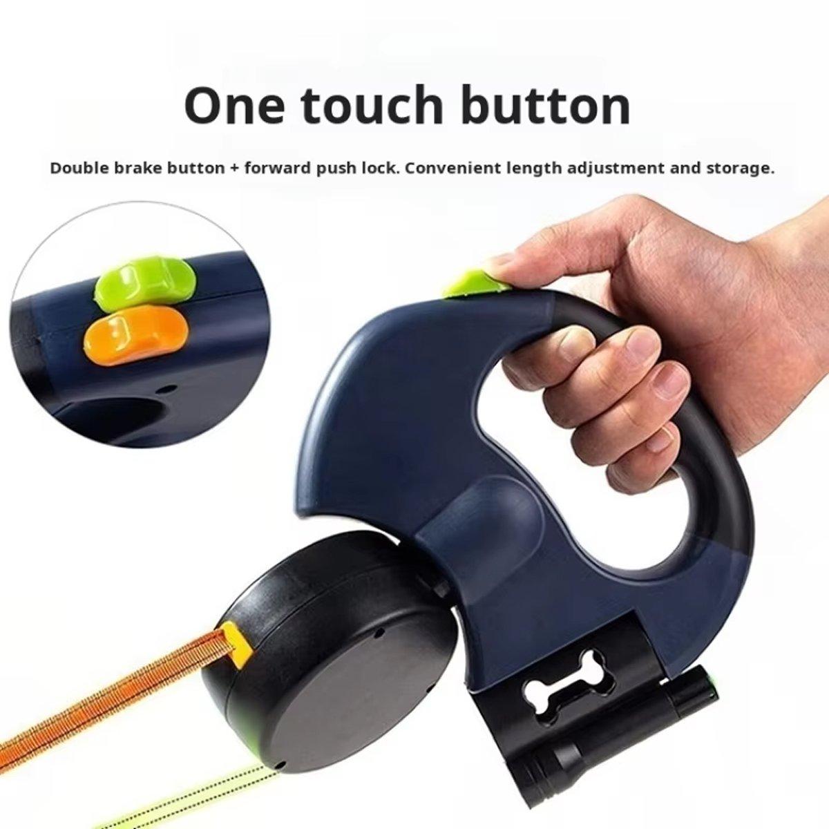 Dual Retractable Dog Leash with 360° Swivel and LED Flashlight