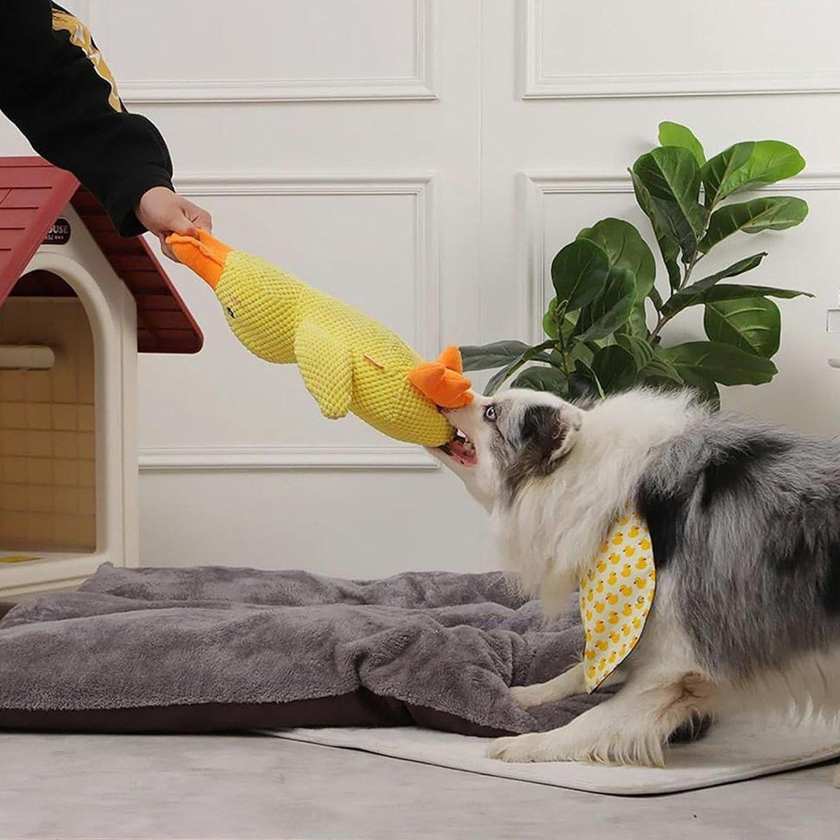 Plush Squeaky Duck Dog Toy for Anxiety Relief and Playtime Fun