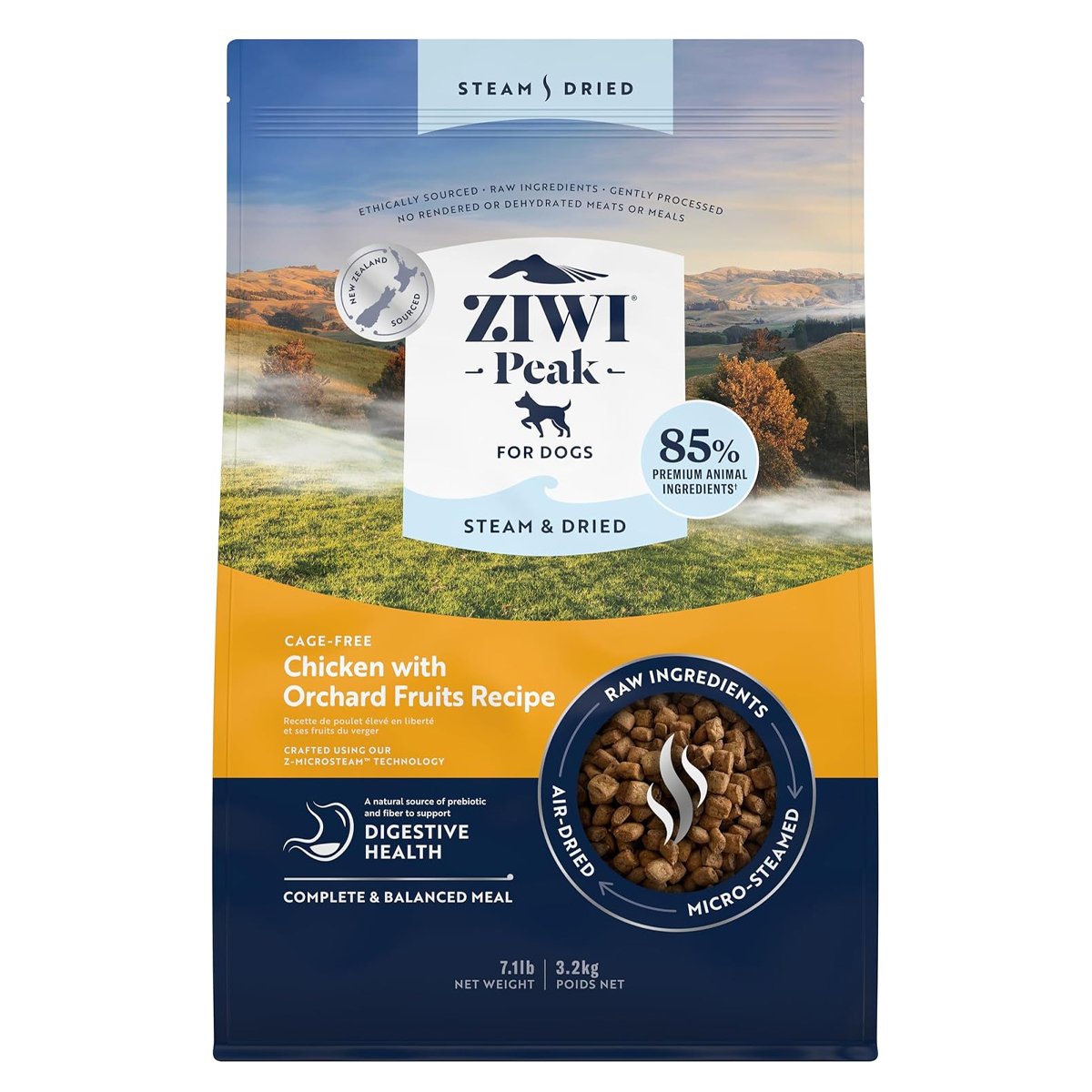 Ziwi Peak Steam Dried Dog Food Chicken with Orchard Fruits 1.5kg/3.2kg