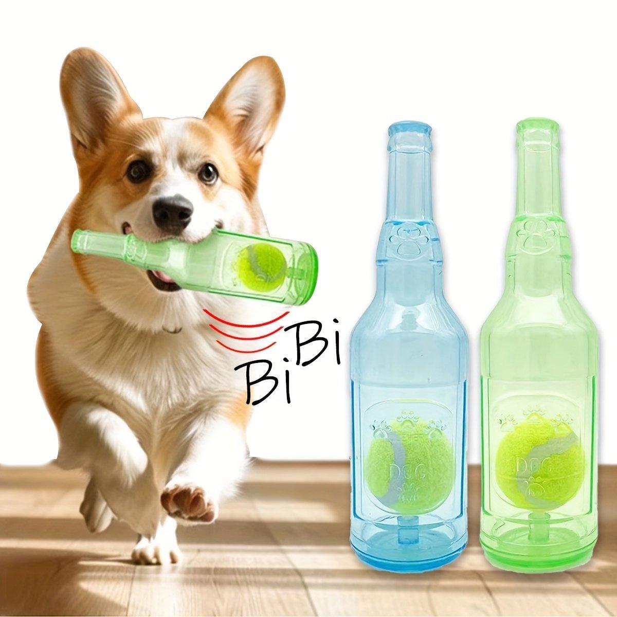 Durable Pet Teething Resistant Tennis Ball Wine Bottle Chew Toy for Dogs Play