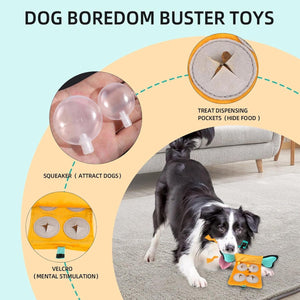 Interactive Canvas Dog Toy with Treat Pockets Crinkle Sound