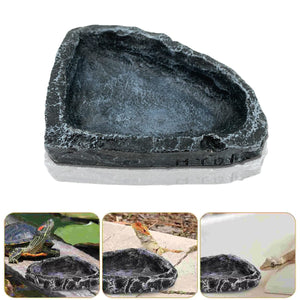 2 Pack Reptile Water Dish Food Bowl Rock Worm Feeder for Leopard Gecko Lizard