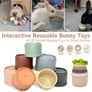 8 Pcs Interactive Bunny Nesting Cups Set for Small Animals Enrichment Play Toys