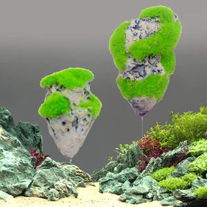 Floating Rock with Artificial Moss for Aquariums Decorative Aquarium Rock