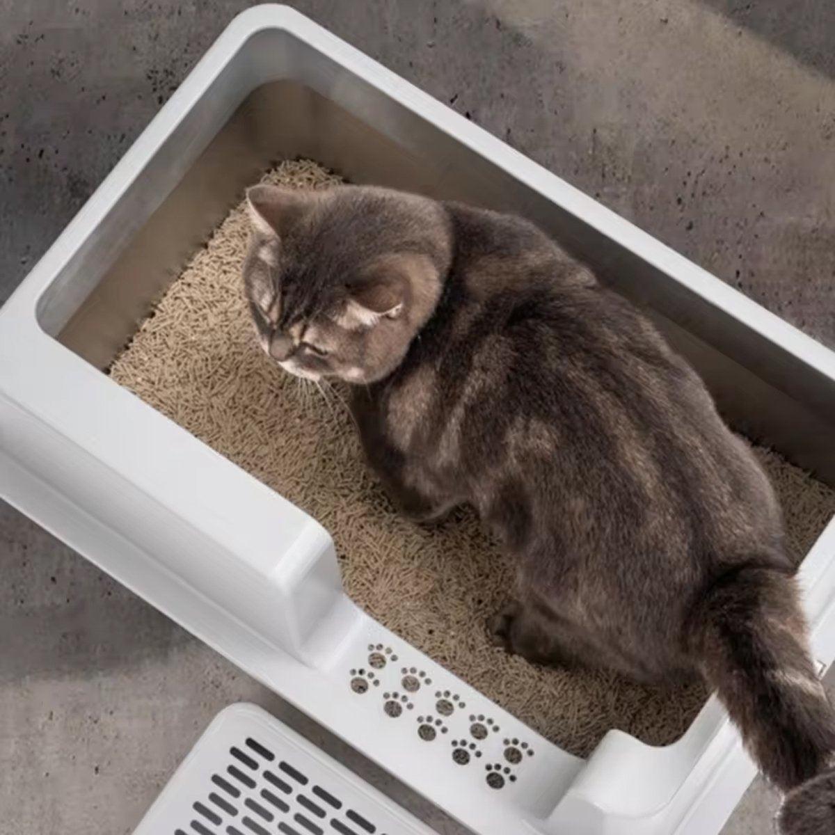 Stainless Steel Cat Litter Box Leak-proof Sand Large Space Litter Box