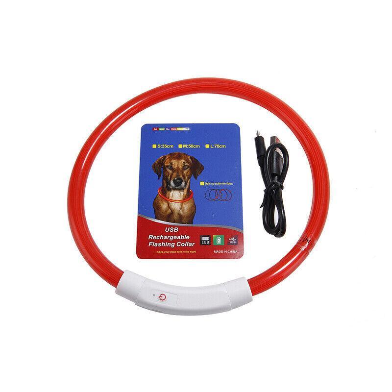 USB Rechargeable Light Up LED Dog Collar for Night Safety AU