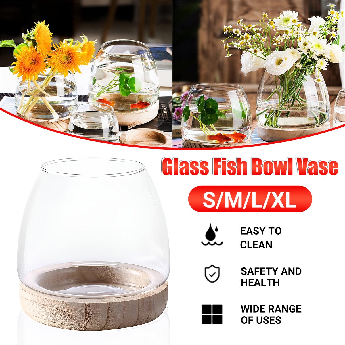 Decorative Glass Vase Fish Tank for Small Aquariums